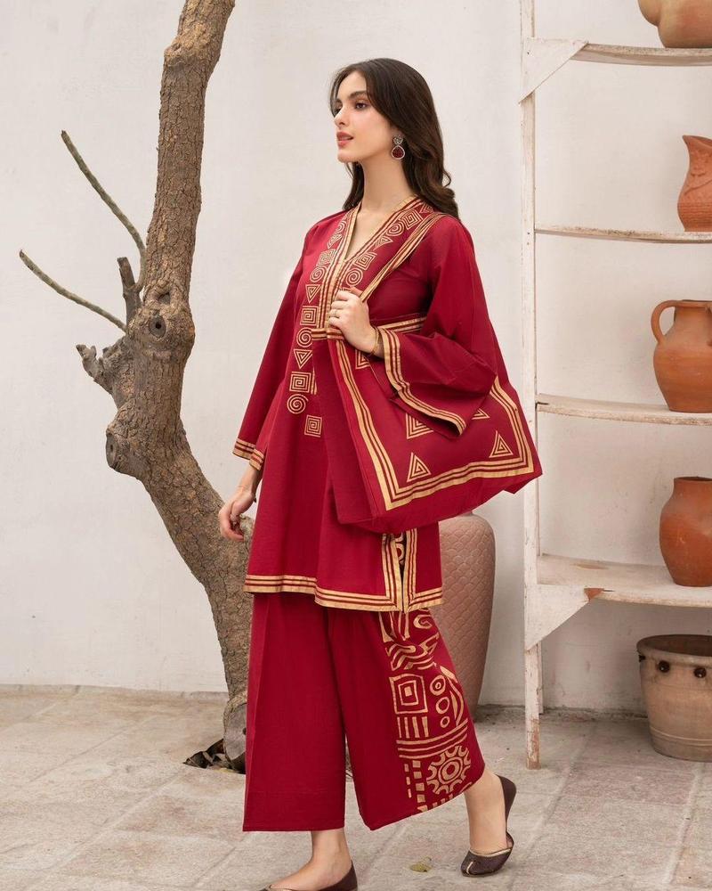 2-Piece Embroidered stitched Lawn Suit With Hang Bag  – Perfect for Summer & Semi-Formal Wear